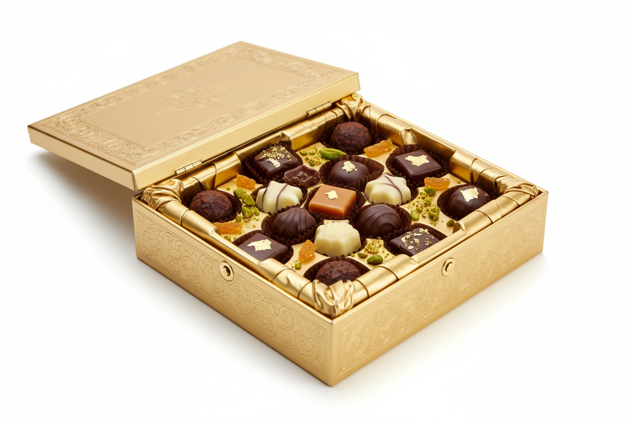 1/2 pound assorted chocolates in gold box