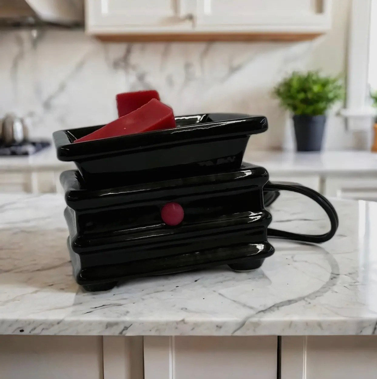 Ceramic wax melt and candle warmer - black