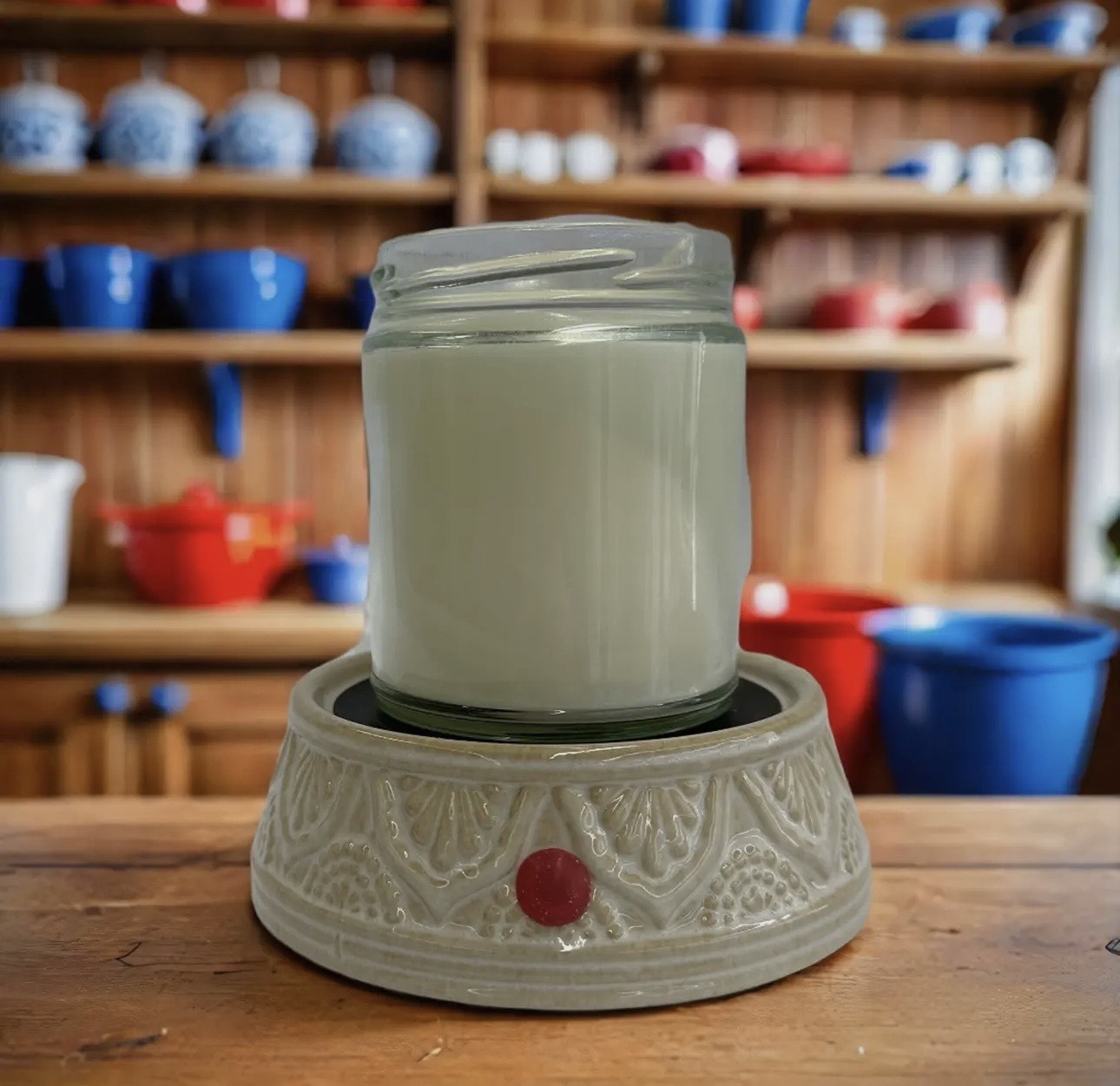 Ceramic wax melt and candle Warmer - cream