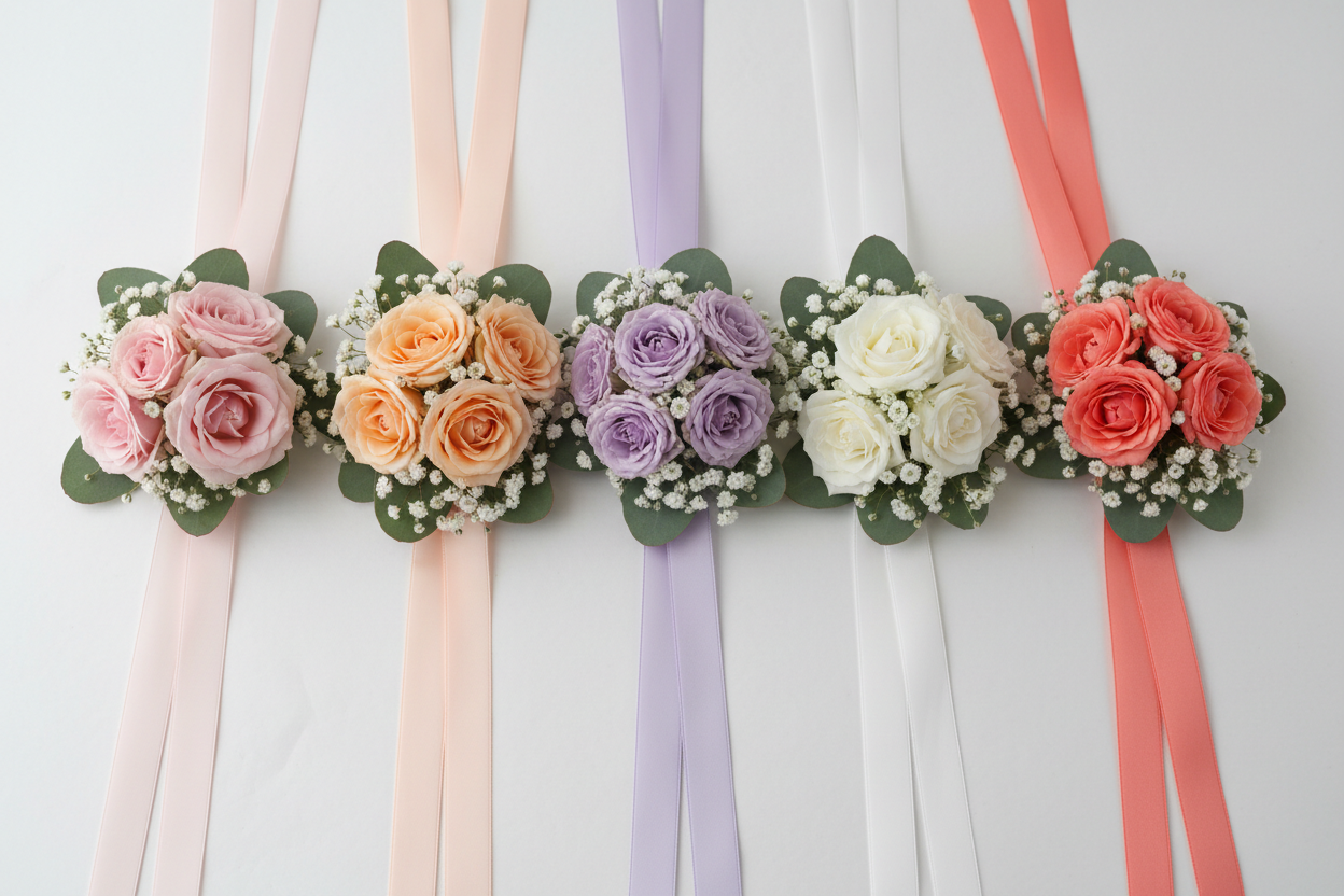 five spray rose wrist corsage