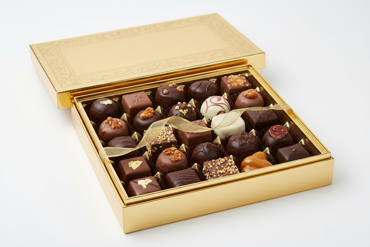 1 pound assorted chocolates in gold box