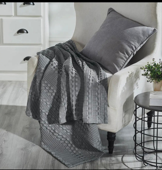 Brands Waffle Weave Dark Gray Throw