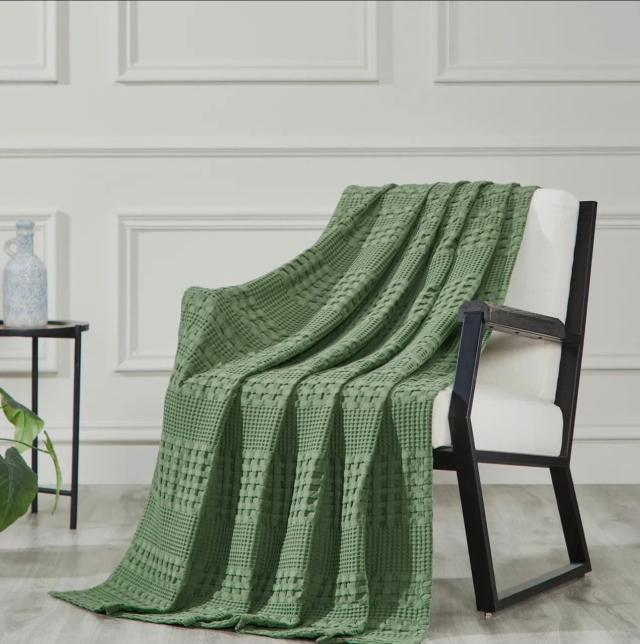 Weave Olive Green Throw Blanket