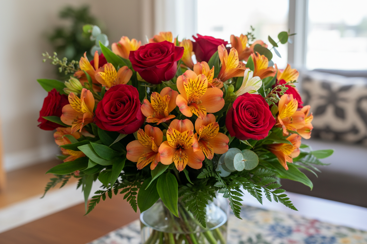 alstromeria and roses