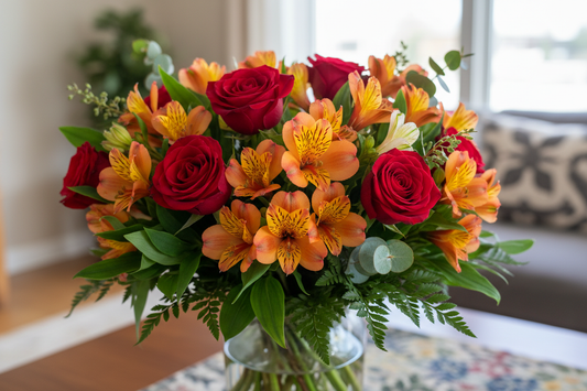 alstromeria and roses