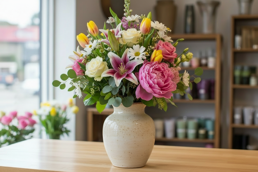 real flowers in vase