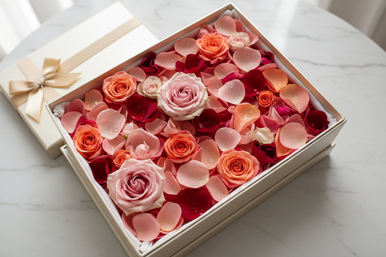rose pedals in box
