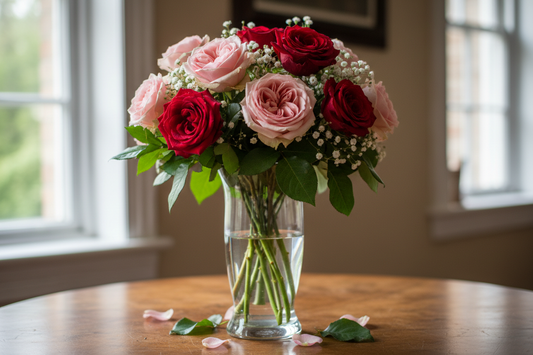 roses in vase