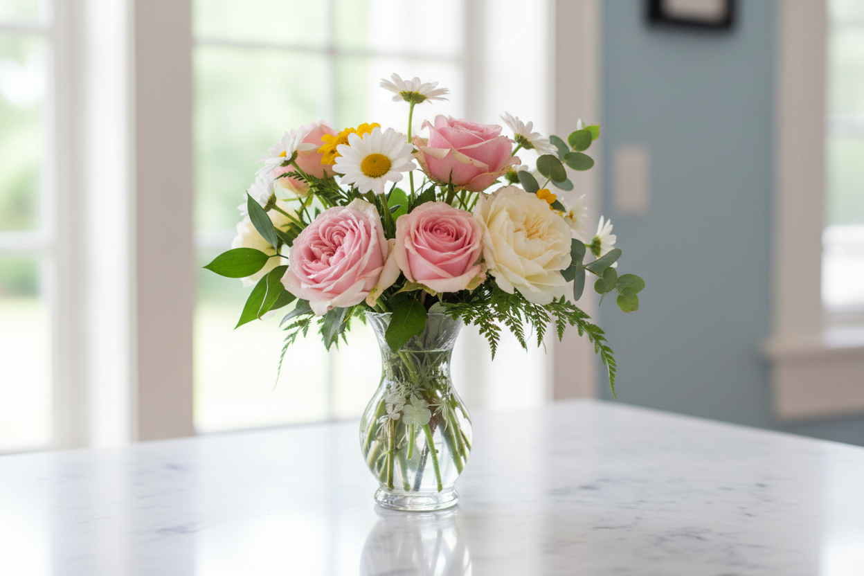 small vase with flowers